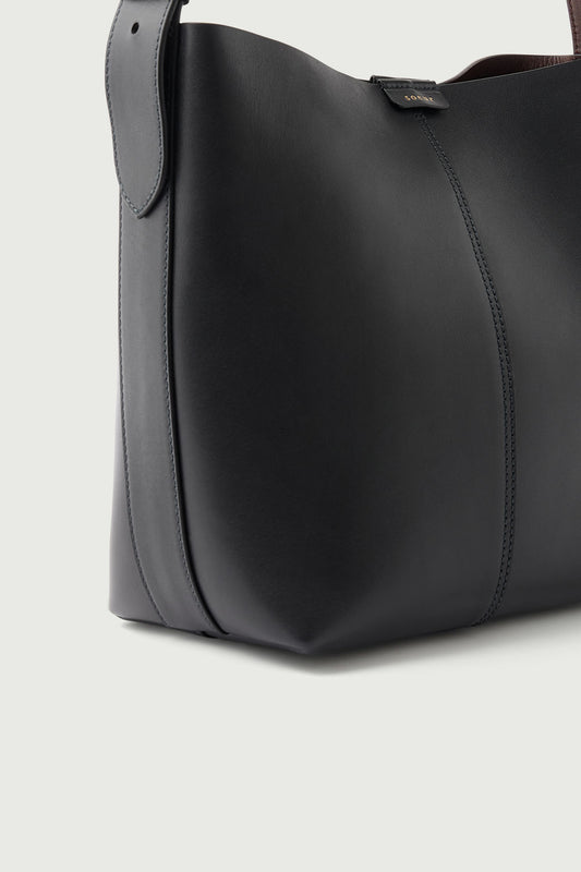 Sac Saudade Mini - Acier/Chocolat - Cuir - Femme